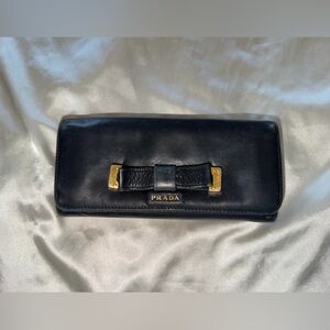 Prada Midnight Black Leather Clutch